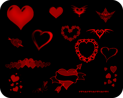 corazones brushes pinceles gimp