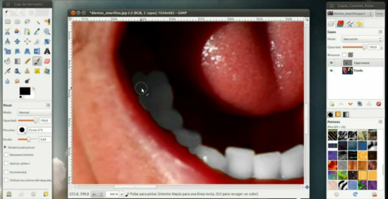 tutorial gimp blanqueamiento retoque dental