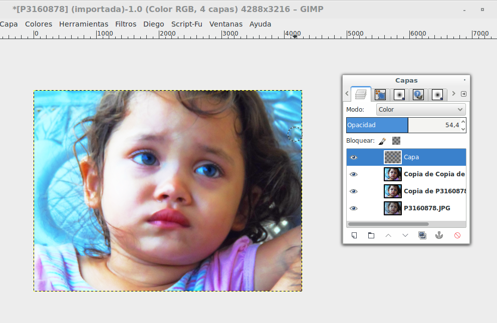 Cambio de color de ojos en gimp