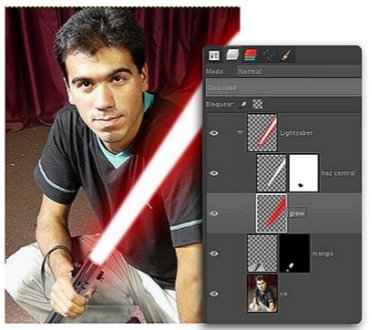 sable luz espada láser tutorial gimp